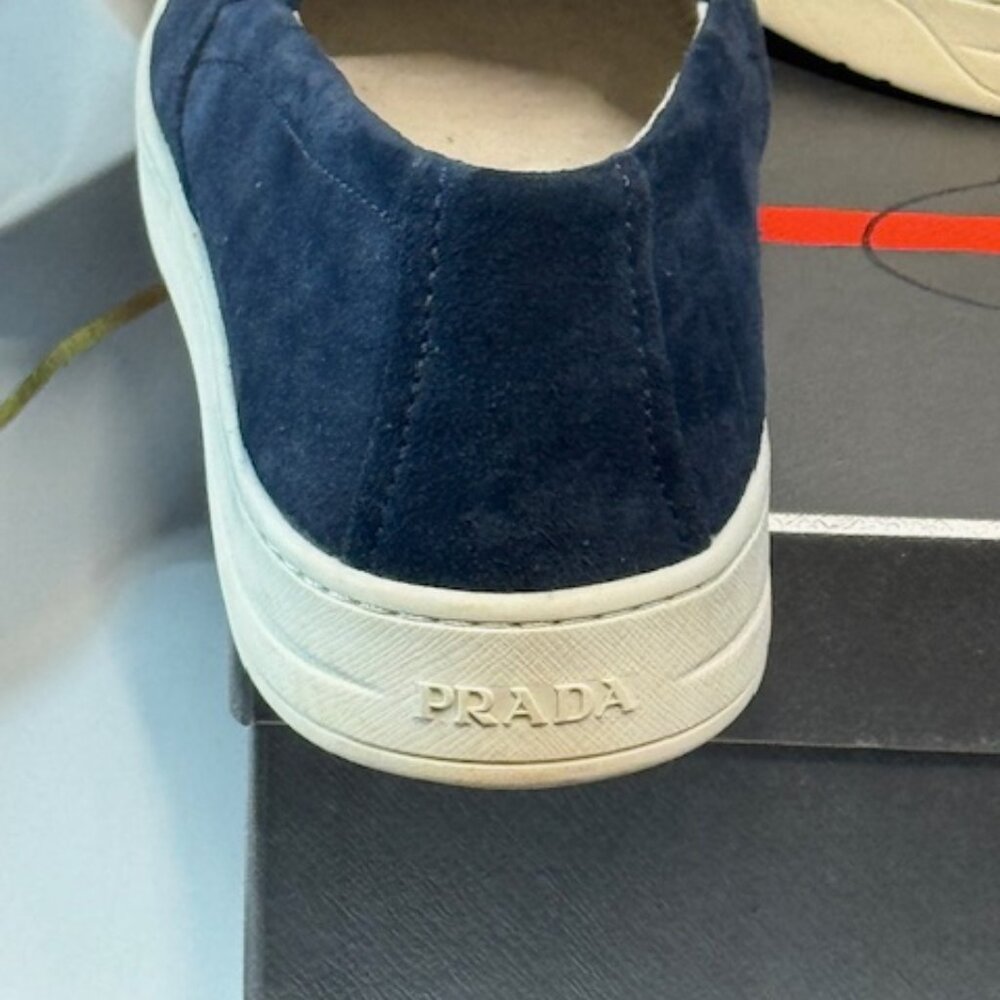 Prada Suede Slip-On Loafers — Blue | Size 40.5 - Picture 5 of 6